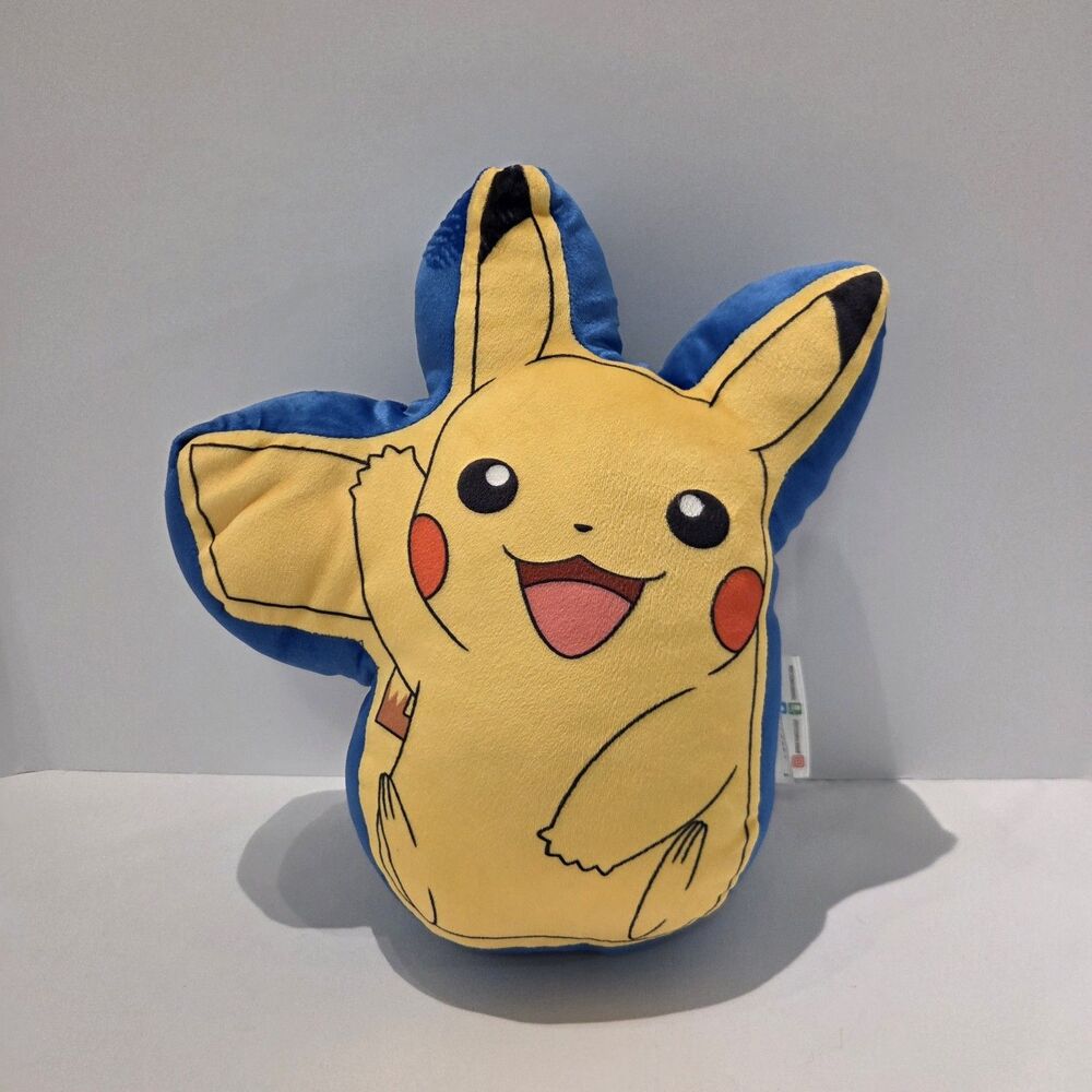 Pikachu Cute Pillow Blue Smile Waving Northwest 12"